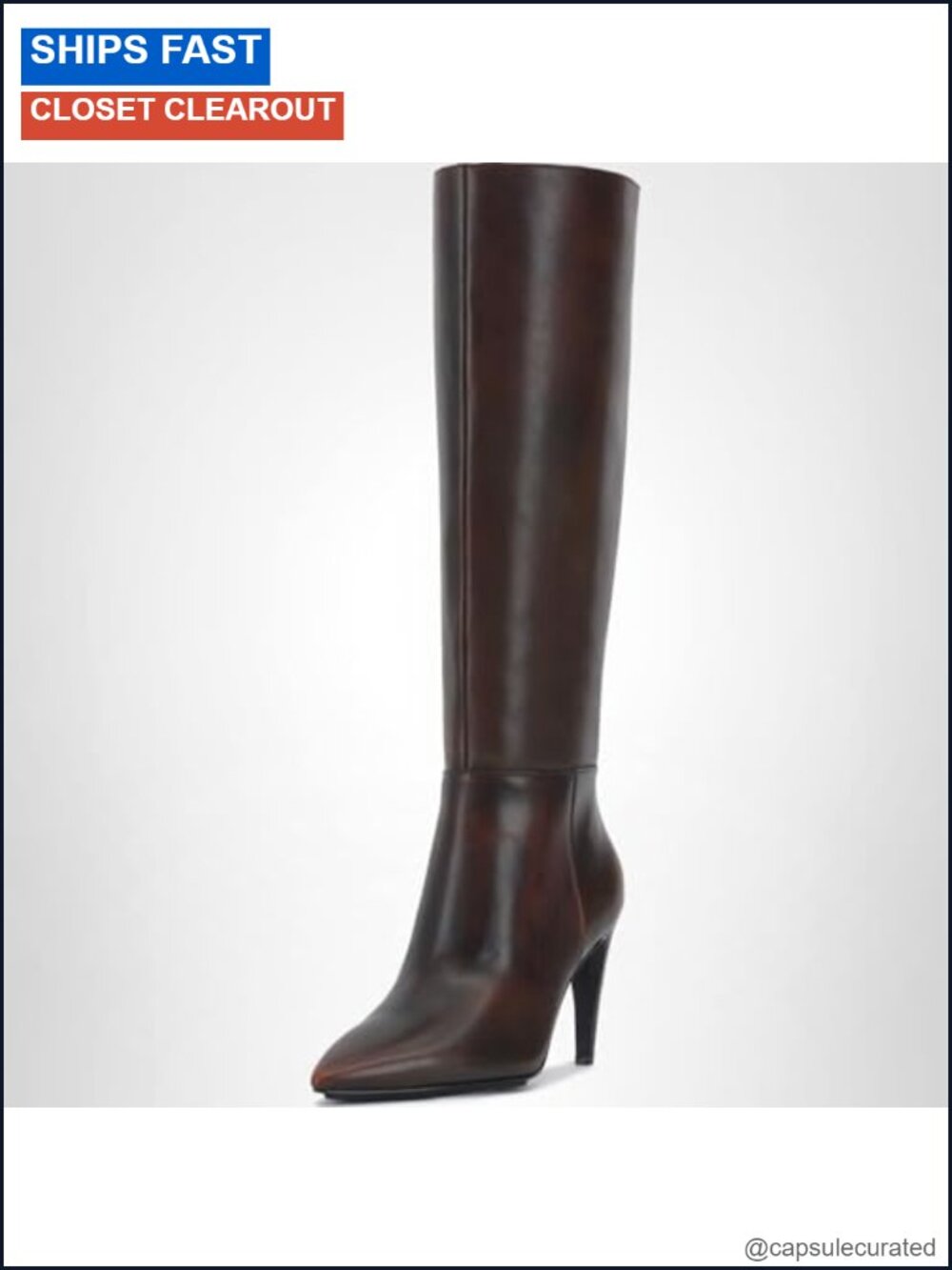 Vince Camuto Brigitte Knee High Boots Leather Stiletto Heel Zip Closure Suede